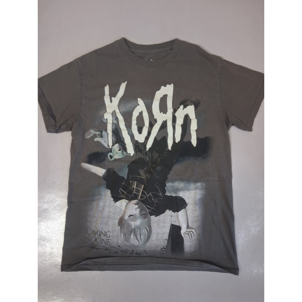 Korn Coming Undone Graphic T-Shirt Gray Nu Metal Band Tee Mens Small